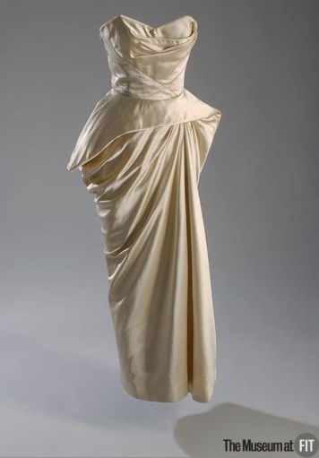 James, Charles. Ivory silk satin evening dress with boning, c. 1952. From The Museum at FIT, object number 70.1.1.