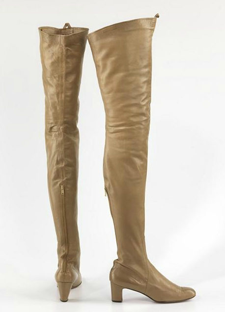 Levine, Beth. Boots, ca. 1968. Tan Kidskin. Part of the Brooklyn Museum Costume Collection at the Metropolitan Museum of Art.