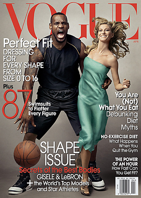 “Vogue,” April 2008, LeBron James and Giselle Bundchen (Courtesy Conde Nast)