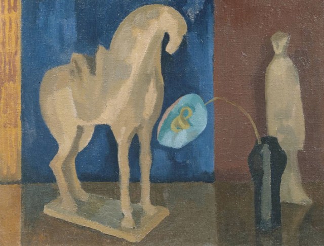 Fry, Roger. Still Life with T'ang Horse, 1919-21. Oil paint on canvas, 356 x 457 mm. Accession number T01780 at the Tate Britain.