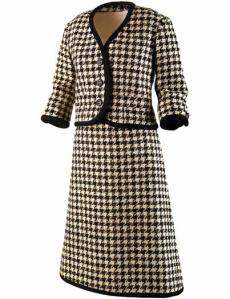 Houndstooth Suit worn by Jacqueline Kennedy on the campaign trail via The John F. Kennedy Presidential Library and Museum