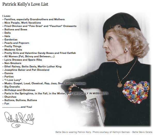 Patrick Kelly's Love List featured on Philadelphia Museum of Art's website.